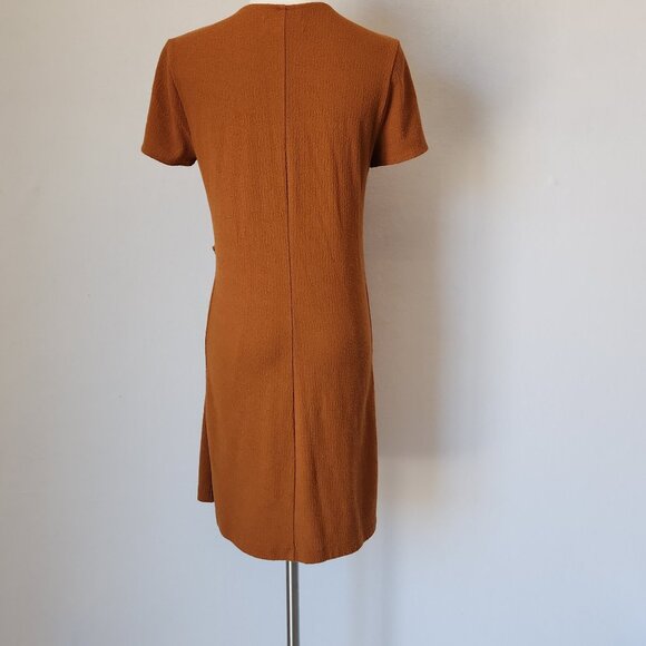Texture & Thread x Madewell Side-Tie Wrap Dress Short Sleeve Golden Pecan Sz.X - Picture 5 of 10